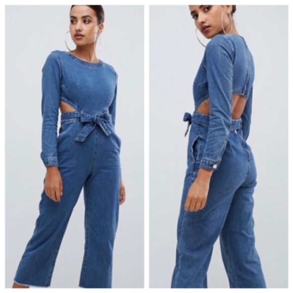 missguided denim jumpsuit